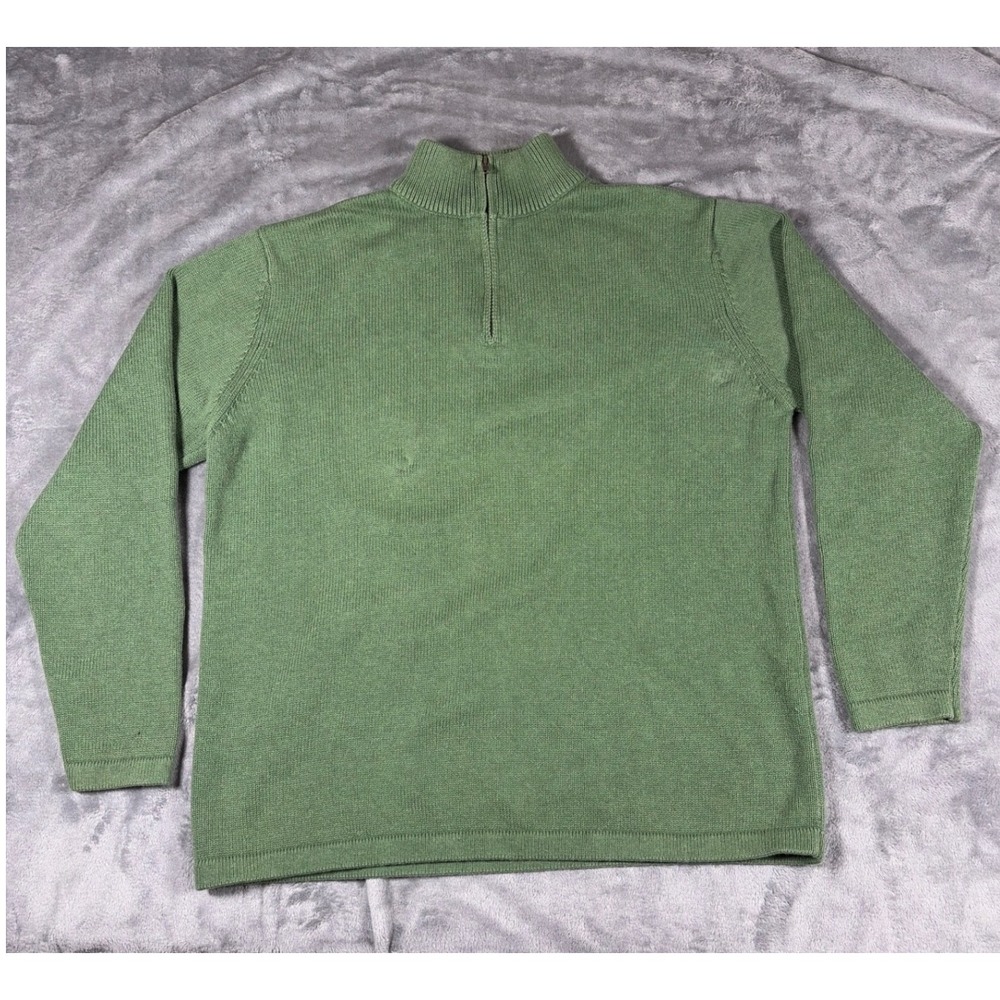 LL Bean Mens XL Tall Green 100% Cotton Quarter Zip Mock Neck Sweater AKS6